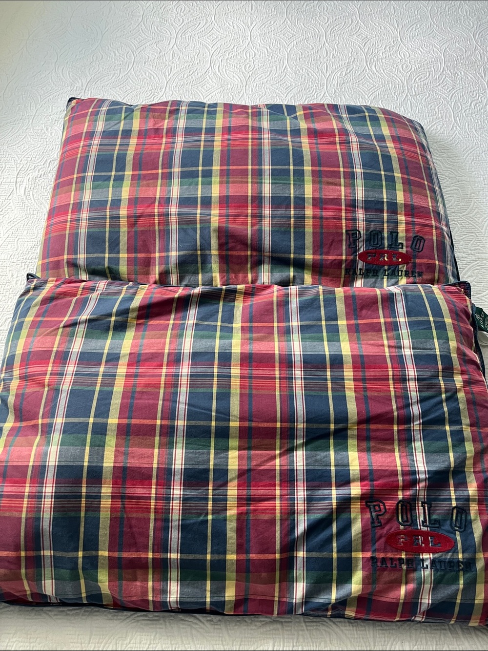 Polo by Ralph Lauren set of 2 1990s vintage Red, Navy & Green Plaid Pillows